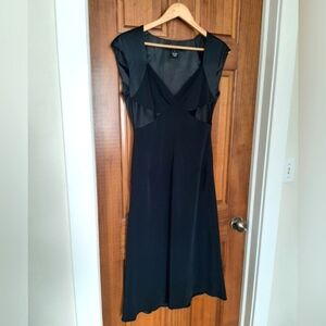Jones New York Black Midi Sundress with V-neck Flutter Sleeves for Cocktail